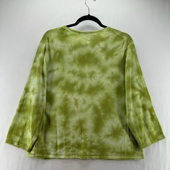 Gloria Vanderbilt Knitted Top Women XL V-Neck Long Sleeve Pullover Tie Dye Green - Picture 2 of 10